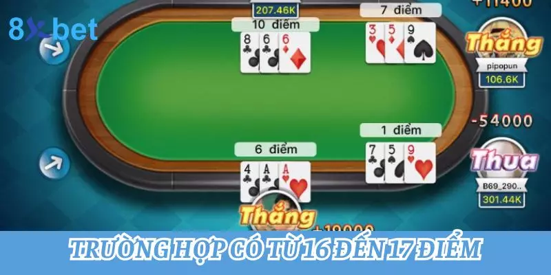 Luật chơi Xì dách - Cập nhật mới nhất về luật và cách chơi Trường hợp có từ 16 đến 17 điểm